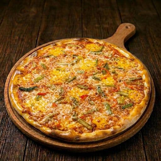 Asparagos Cheddar pizza